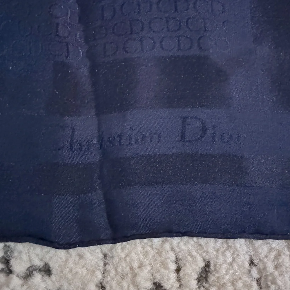 Super Classy Dior Navy Silk Scarf Small Size